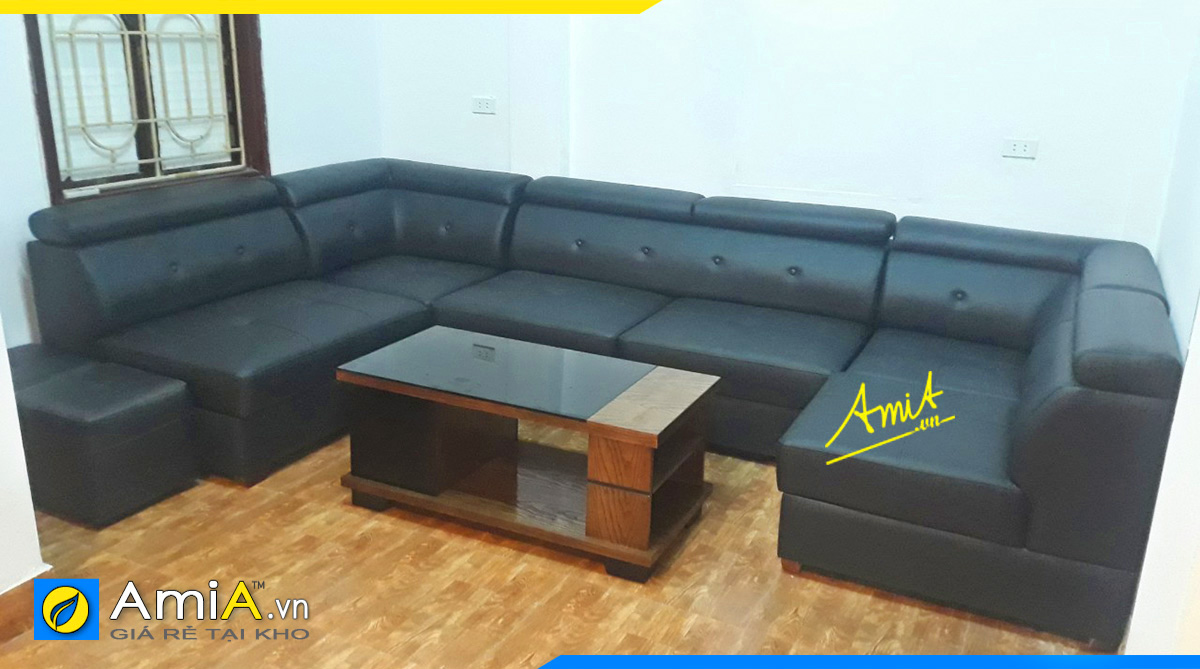 Ghế sofa góc chữ U sang trọng với chất liệu da bền đẹp kích thước 1m7 * 3m6 * 1m7