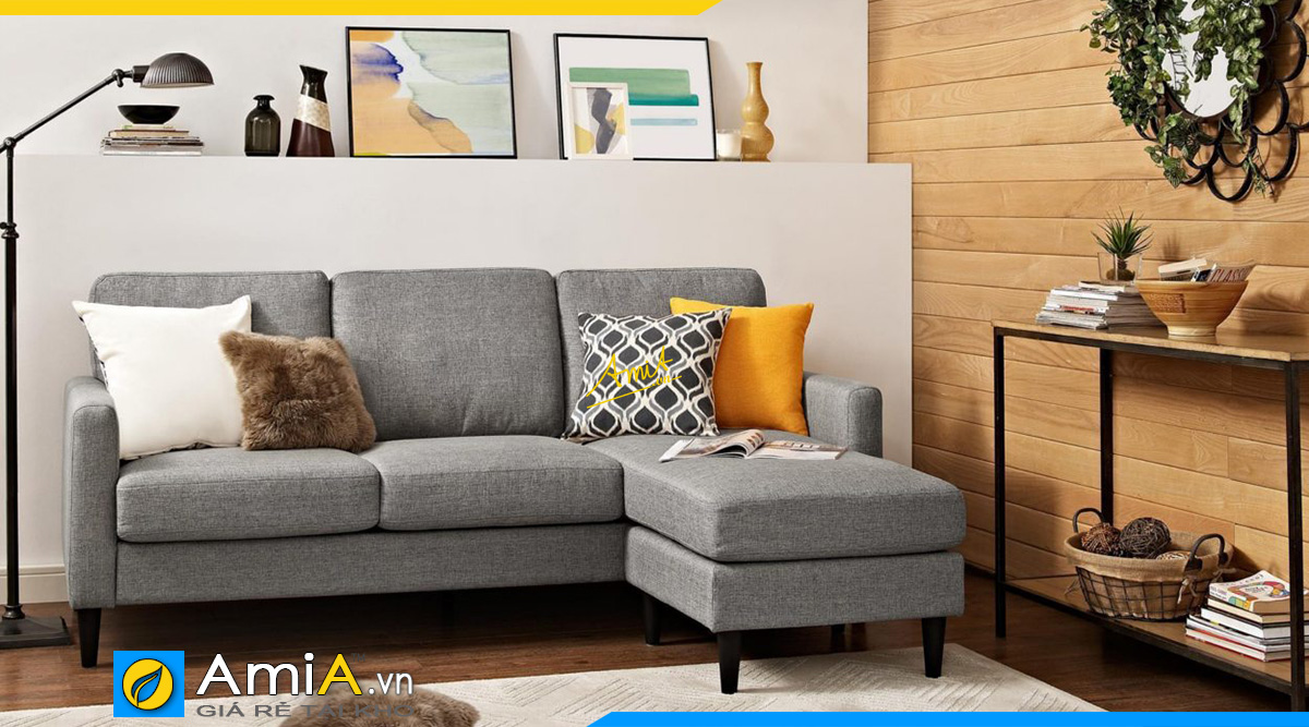 Mẫu ghế sofa góc mi ni hiện đại với chất liệu vải nỉ hiện đại, trẻ trung
