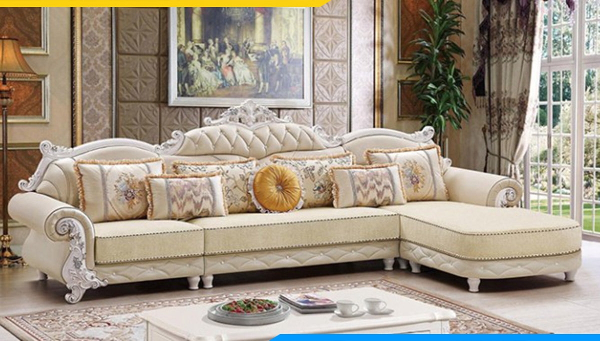 Ghế sofa tân cổ điển góc đẹp cho phòng khách