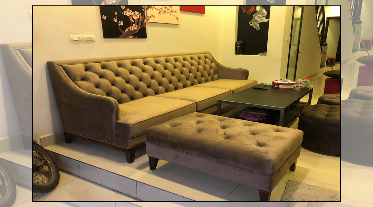 Hình ảnh bộ ghế sofa da tân cổ điển tại nhà khách hàng