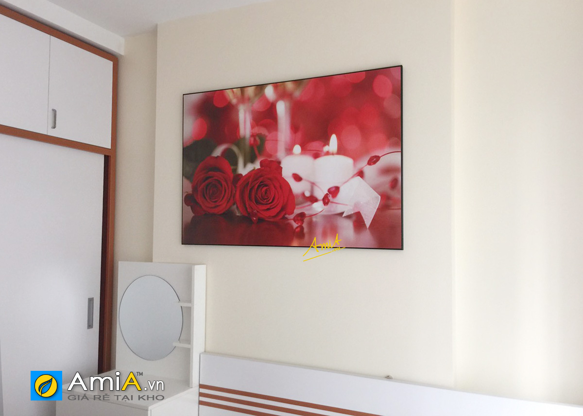 Hình ảnh Tranh hoa hồng tình yêu trang trí phòng ngủ lãng mạn mã 201