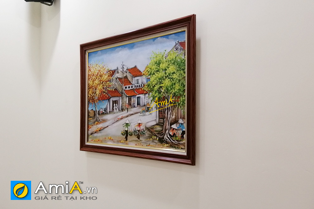 Hình ảnh Tranh sơn dầu phố cổ Hà Nội treo tường phòng họp hội nghị cơ quan nhà nước