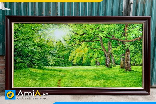 Hình ảnh Tranh sơn dầu phong cảnh rừng cây xanh mát AmiA TSD 591