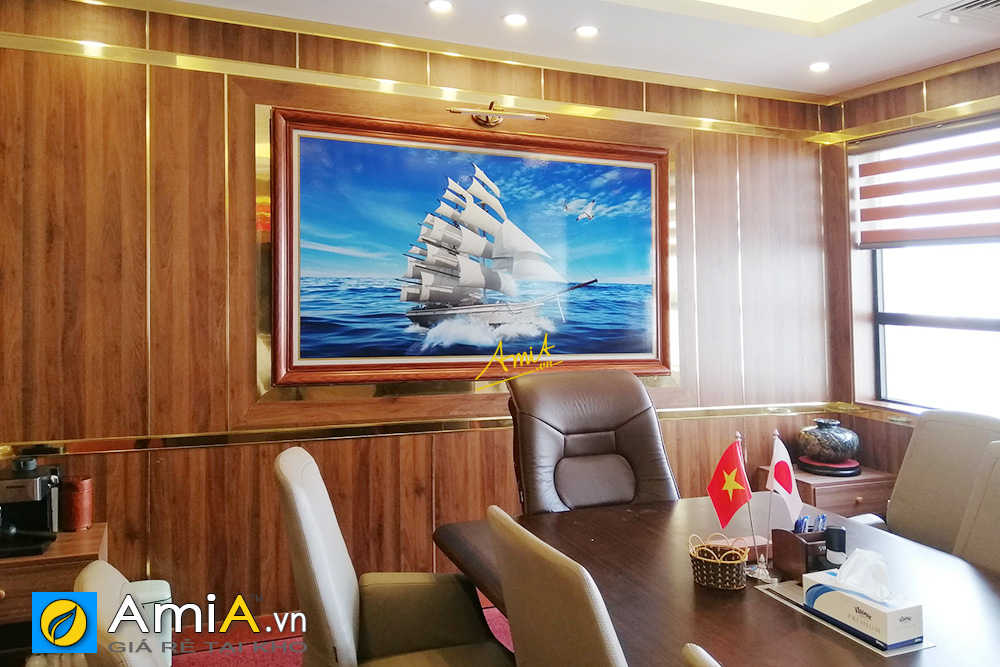Hình ảnh Tranh thuyền thuận buồm xuôi gió treo phòng họp đẹp mã AmiA 1892