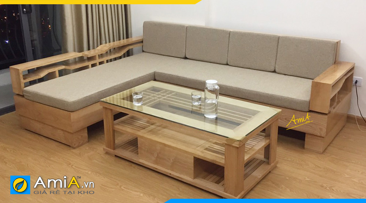 Mẫu ghế sofa gỗ Sồi tự nhiên đẹp kê phòng khách phòng làm việc