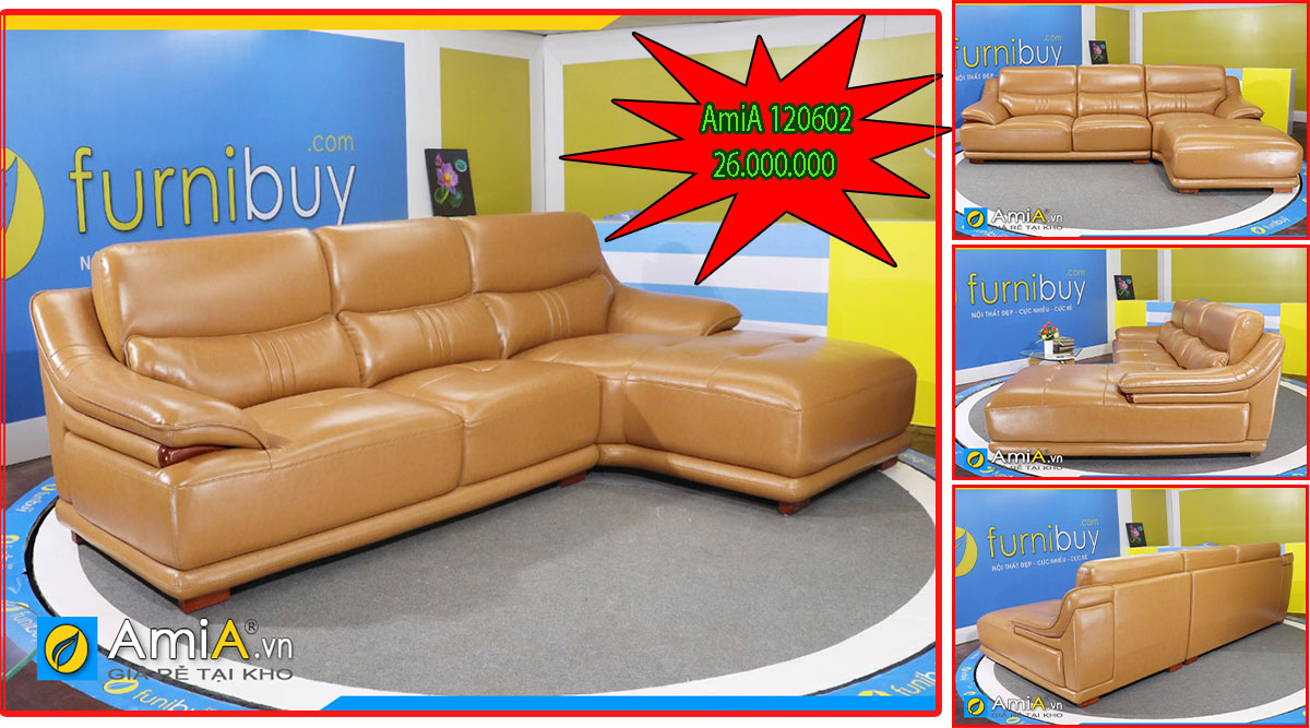 Mẫu ghế sofa góc AmiA 120602 chất liệu da coongnghieepj nhập khẩu Hàn cao cấp được bán chạy tại AmiA