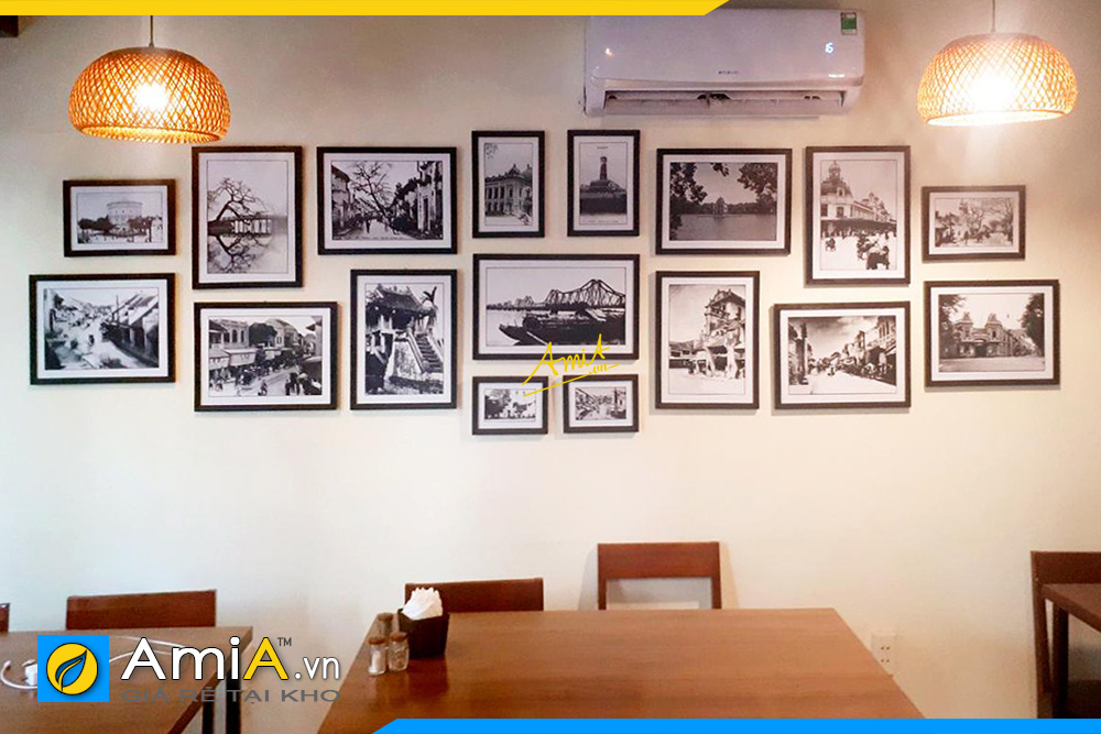 Tranh bộ đen trắng Hà Nội xưa treo tường quán cafe Amia 9998 ...