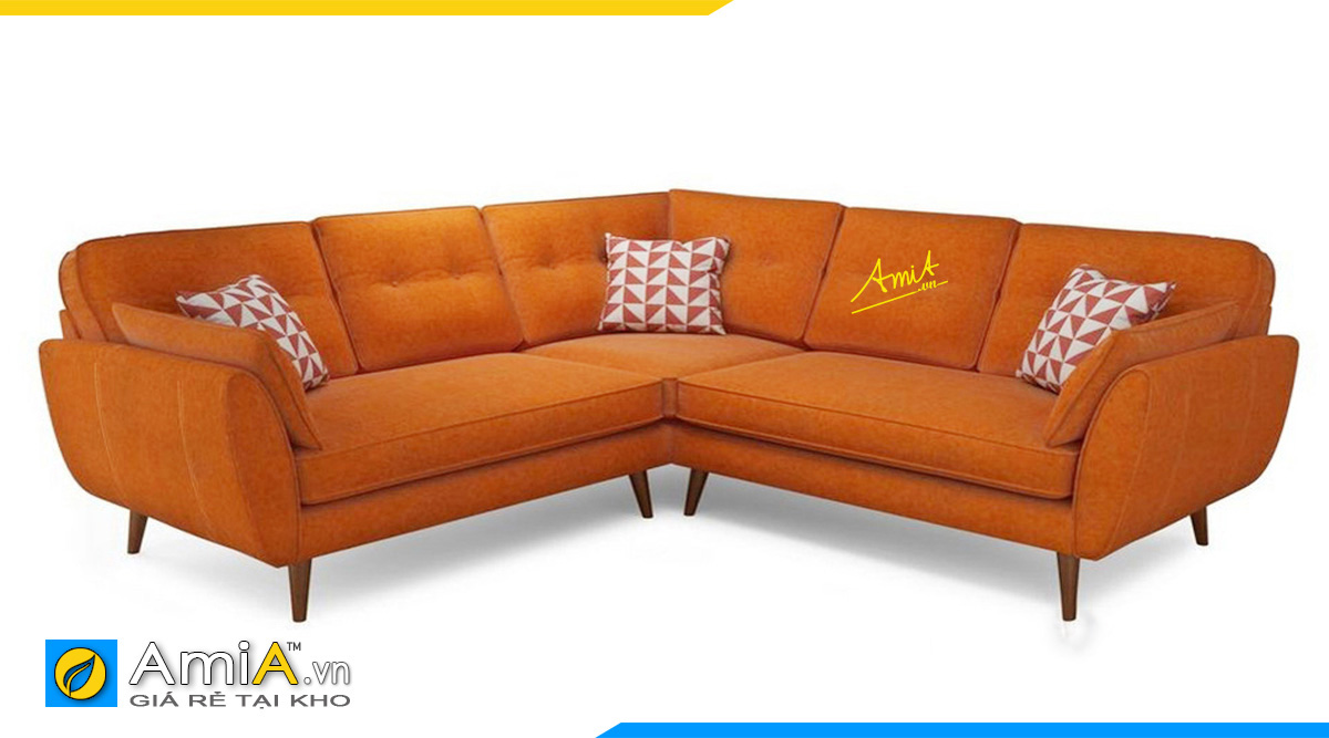 sofa góc chữ V màu cam bắt mắt- sofa góc cho tuổi Mùi