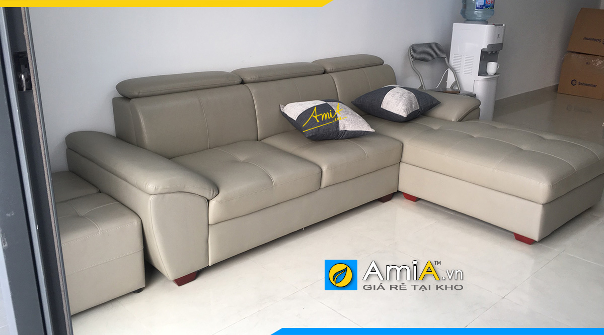 Mẫu ảnh thực tế bộ sofa góc chữ L được khách ở Cầu Giấy đặt làm theo yêu cầu tại AmiA