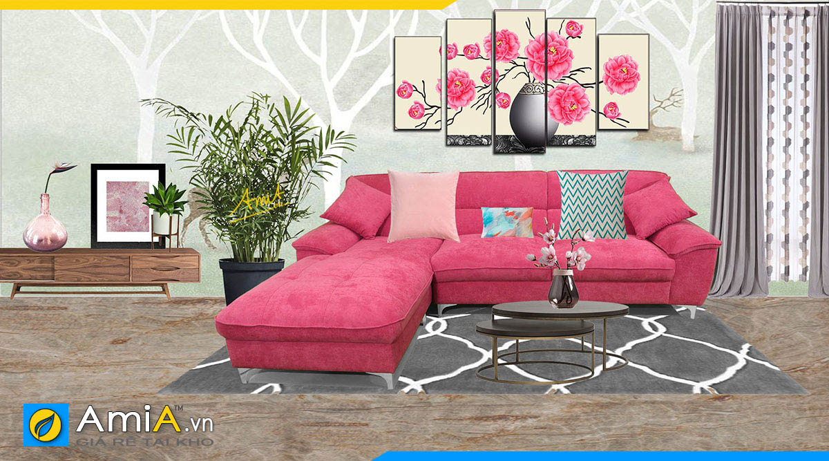 Sofa góc màu Hồng nổi bật