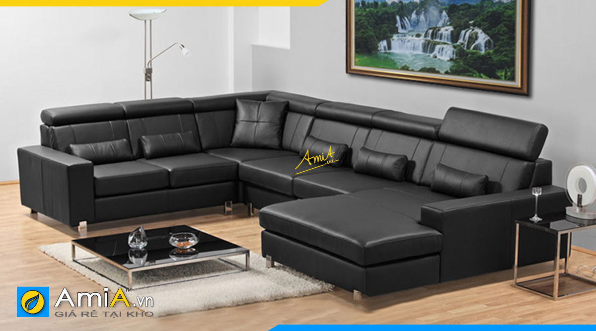 Sofa góc lớn cho phòng khách rộng sử dụng chất liệu da công nghiệp nhập khẩu cao cấp