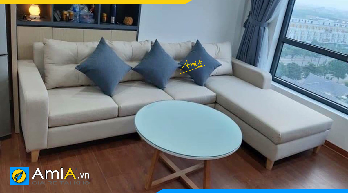 Sofa góc phòng khách hiện đại cho chung cư cao tầng với màu sắc trẻ trung năng động hơn