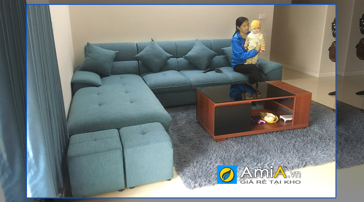 Mẫu ảnh thực tế bộ sofa góc hợp phong thủy mệnh Thủy tại nhà khách ở Tố Hữu