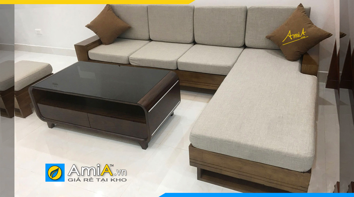 Sofa góc gỗ hiện đại