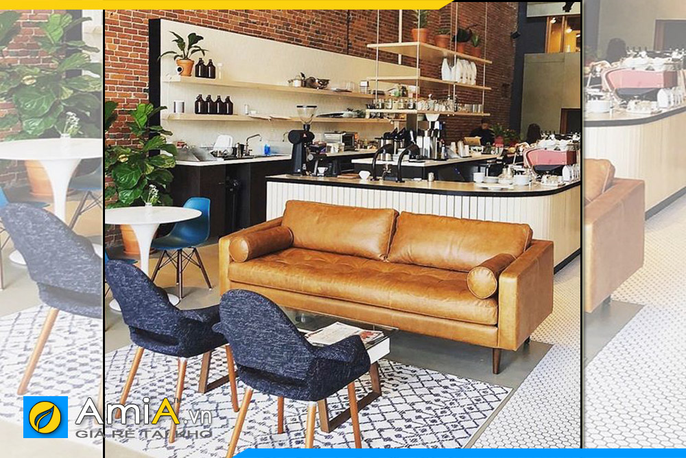 hình ảnh sofa văng cafe đẹp bọc da công nghiệp cao cấp 