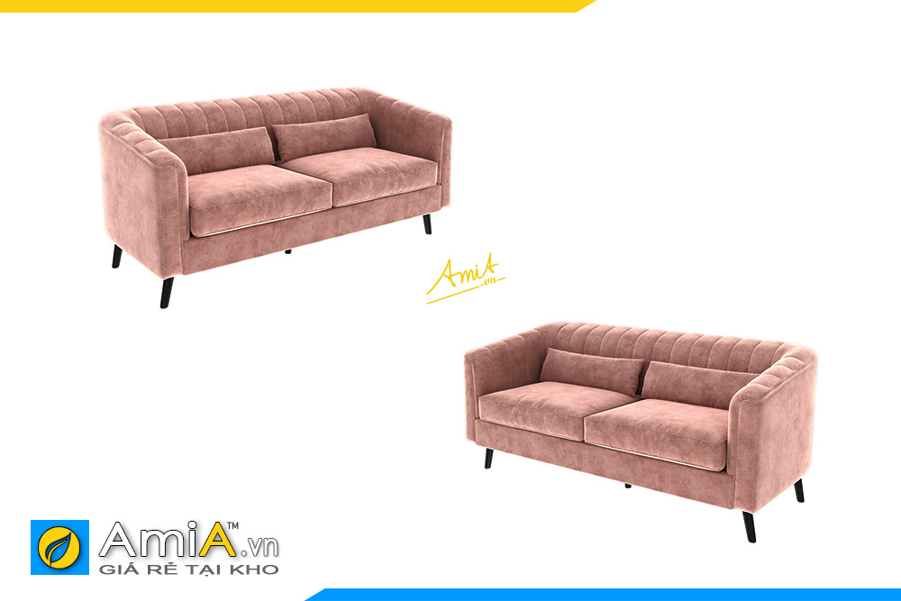 hình ảnh sofa văng nỉ màu hồng đẹp cho quán cafe hiện đại 