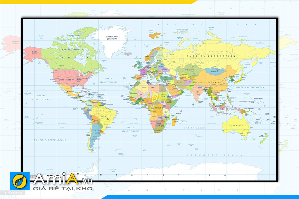 Hình ảnh Tranh bản đồ thế giới đẹp treo tường văn phòng làm việc đẹp