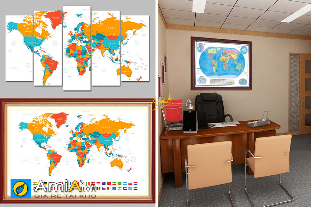 Hình ảnh Tranh bản đồ treo văn phòng thiết kế nhiều kiểu dáng đặt làm theo yêu cầu