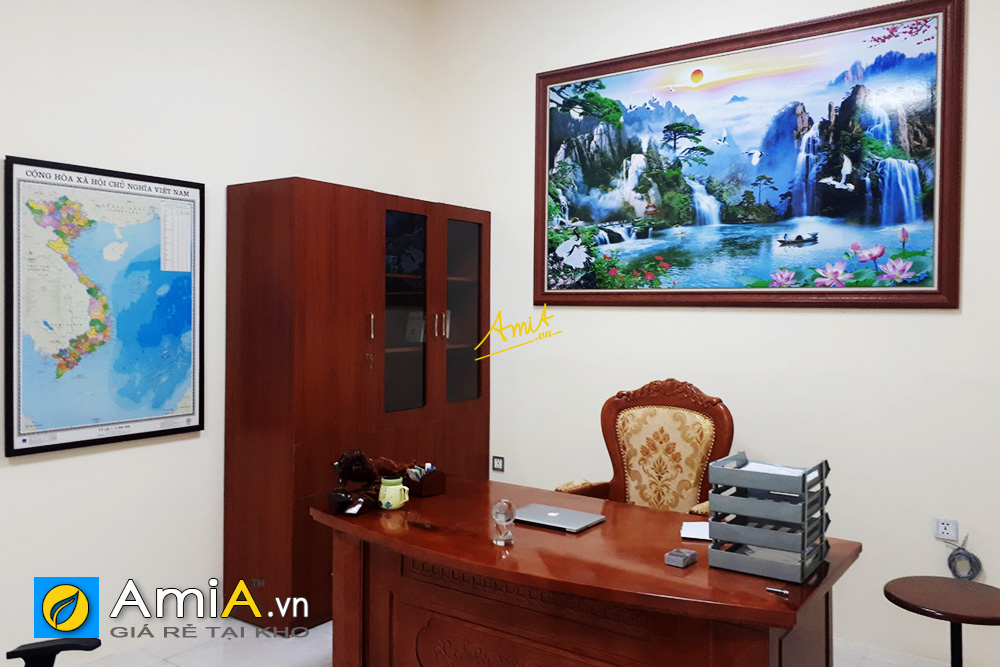 Hình ảnh Tranh bản đồ Việt Nam treo tường văn phòng làm việc giám đốc đẹp