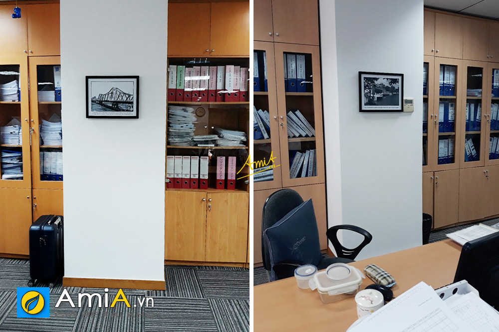Hình ảnh Tranh đen trắng treo văn phòng nhà nước chủ đề Hà Nội - Việt Nam