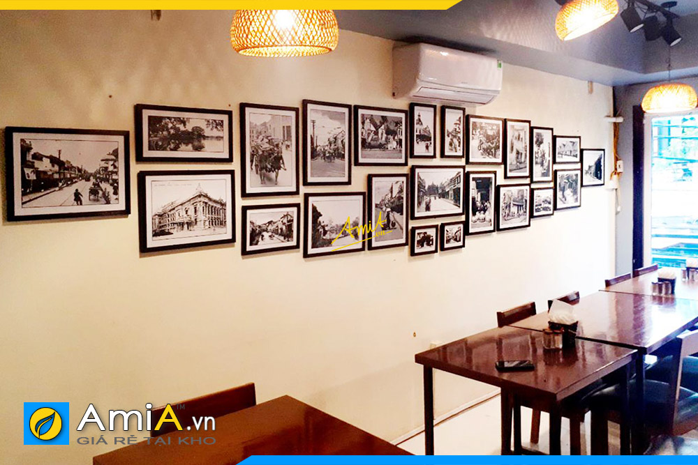 Hình ảnh Tranh trang trí tường quán cafe bộ khung tranh đen trắng đẹp