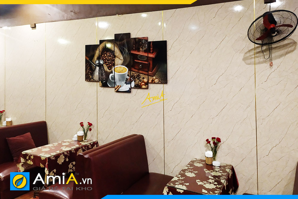 Hình ảnh Tranh treo tường trang trí quán cafe ghép bộ 5 tấm mã AmiA 1824