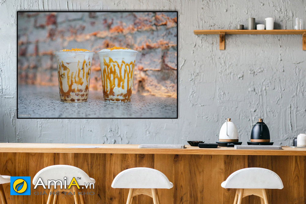 Hình ảnh Tranh treo tường trang trí quán trà sữa đẹp hiện đại làm theo yêu cầu mã CF45
