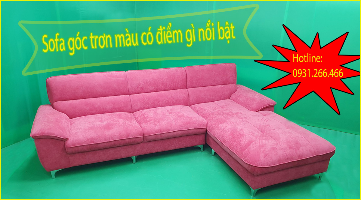 sofa góc vải trơn màu đẹp hiện đại