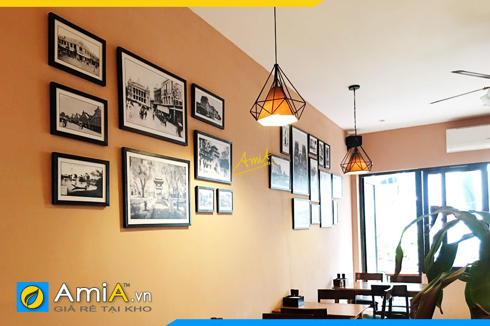 Hình ảnh Bộ tranh đen trắng treo tường nhà hàng quán ăn uống đẹp