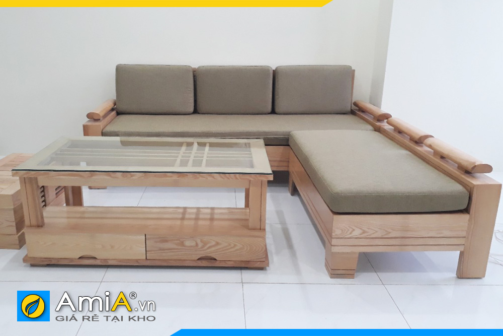 Sofa gỗ góc l đẹp hiện đại
