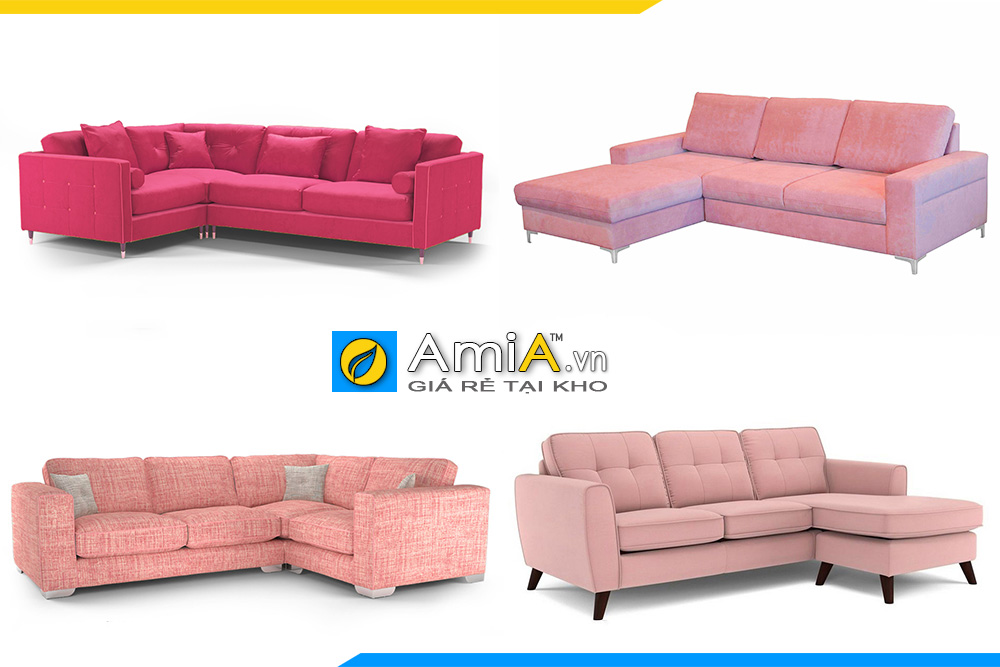 Sofa góc màu hồng dịu dàng