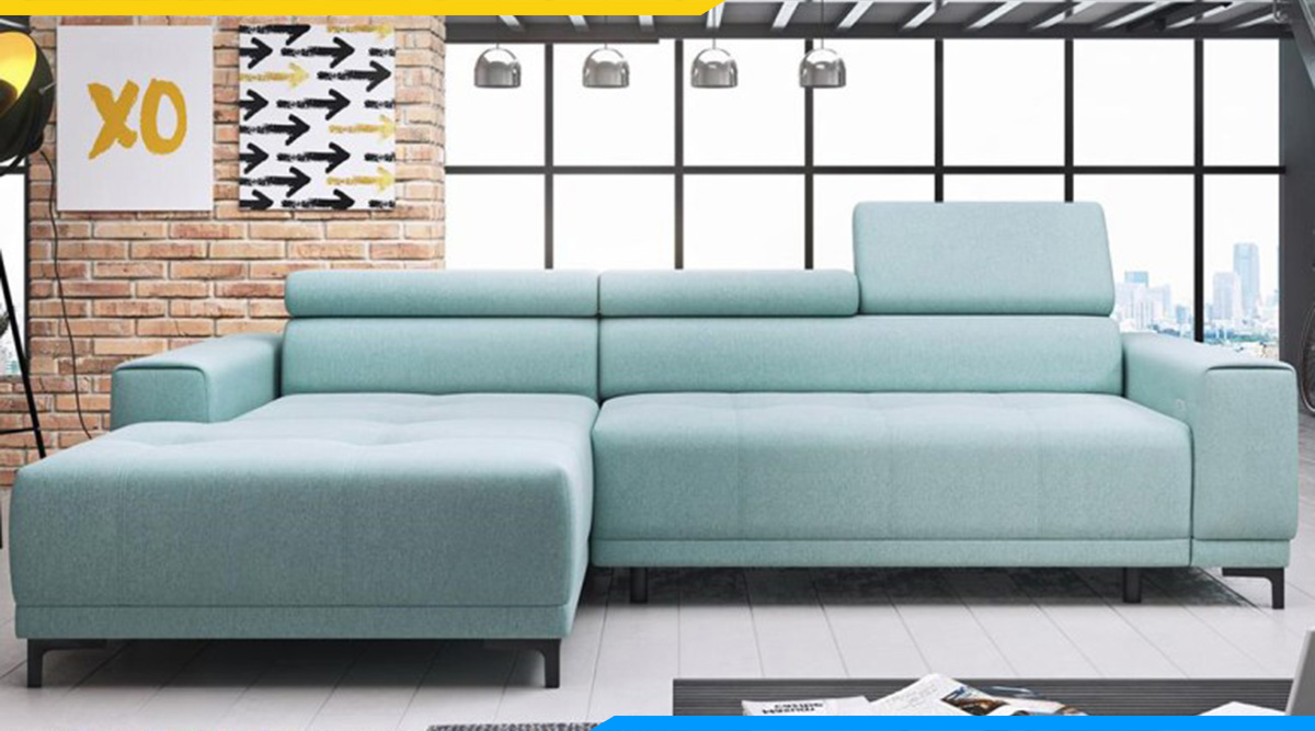Sofa góc màu xanh mệnh thủy