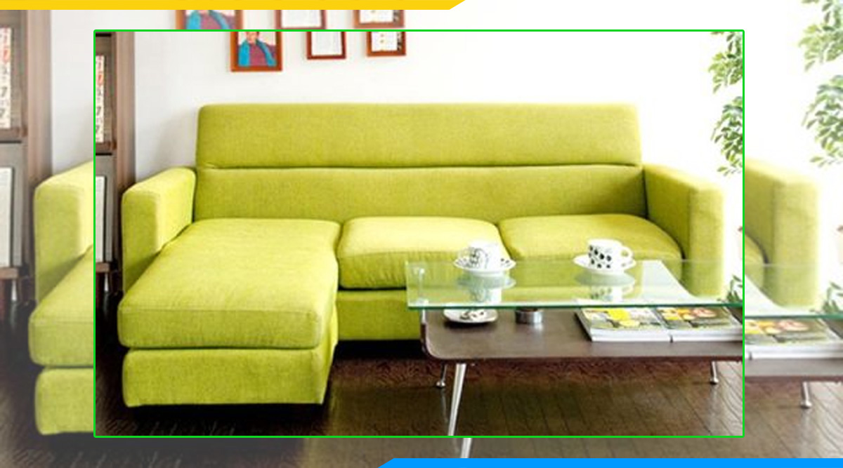 sofa góc đẹp màu xanh lá