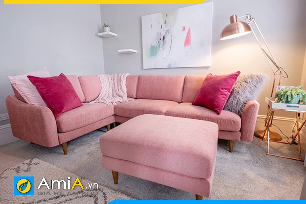 Sofa góc màu hồng dịu dàng