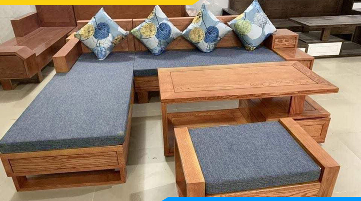 Sofa góc màu xanh mệnh Thủy