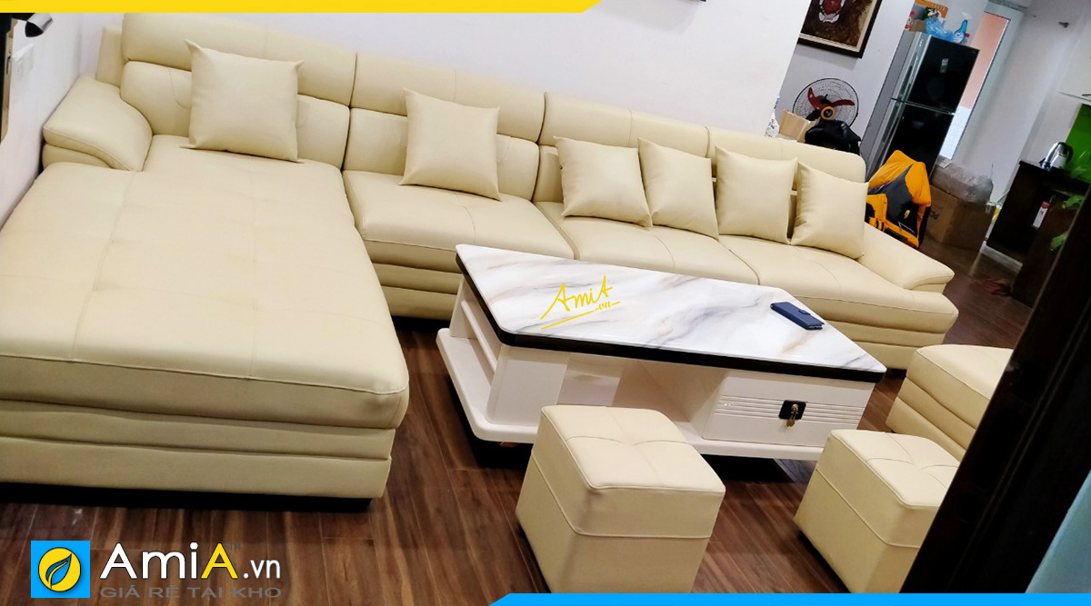 Mẫu ghế sofa màu vàng kem đẹp hiện đại