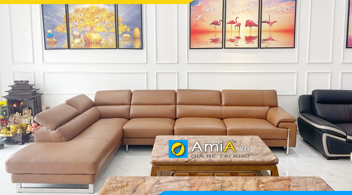 Sofa góc màu nâu đất đẹp cho không gian
