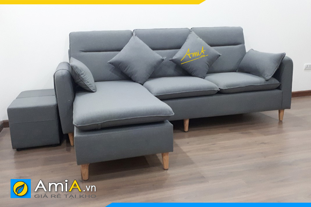 sofa góc vải trơn màu đẹp hiện đại