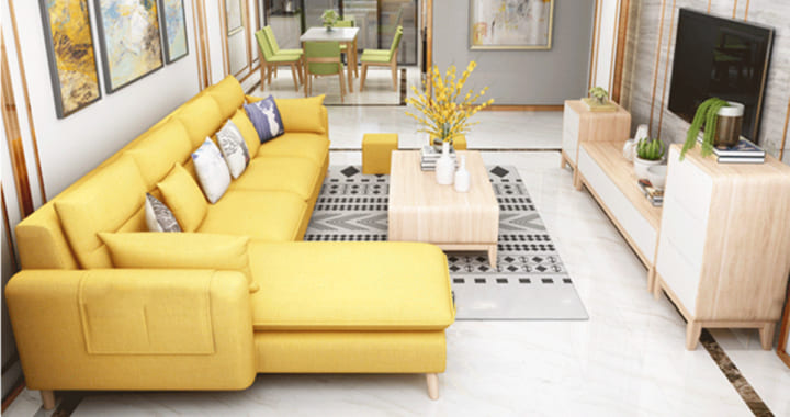sofa góc màu vàng đẹp