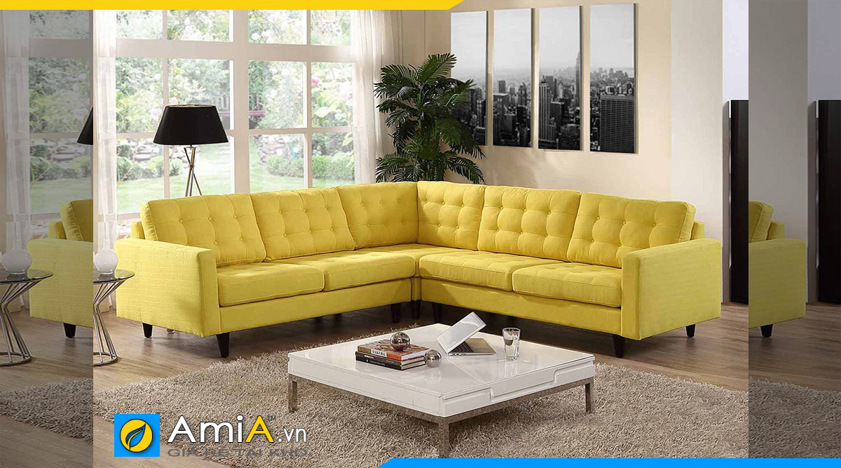 sofa góc đẹp màu vàng