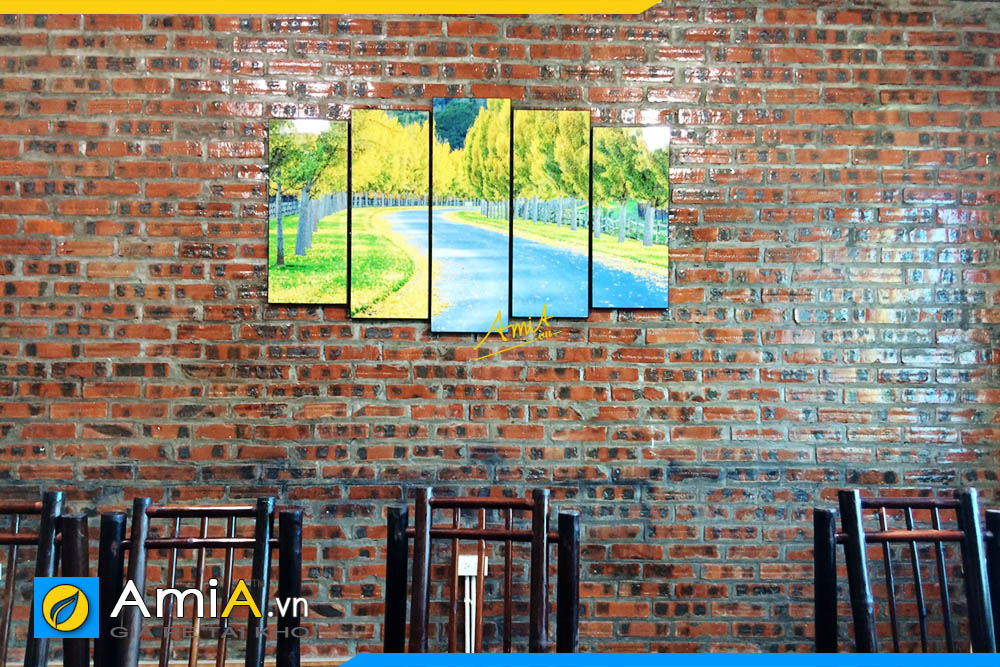 Hình ảnh Tranh phong cảnh hàng cây màu thu treo tường nhà hàng mã AmiA 335