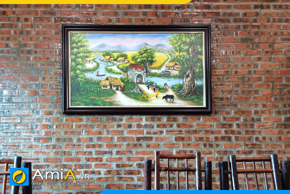 Hình ảnh Tranh phong cảnh làng quê Việt Nam vẽ sơn dầu treo nhà hàng mã TSD 378