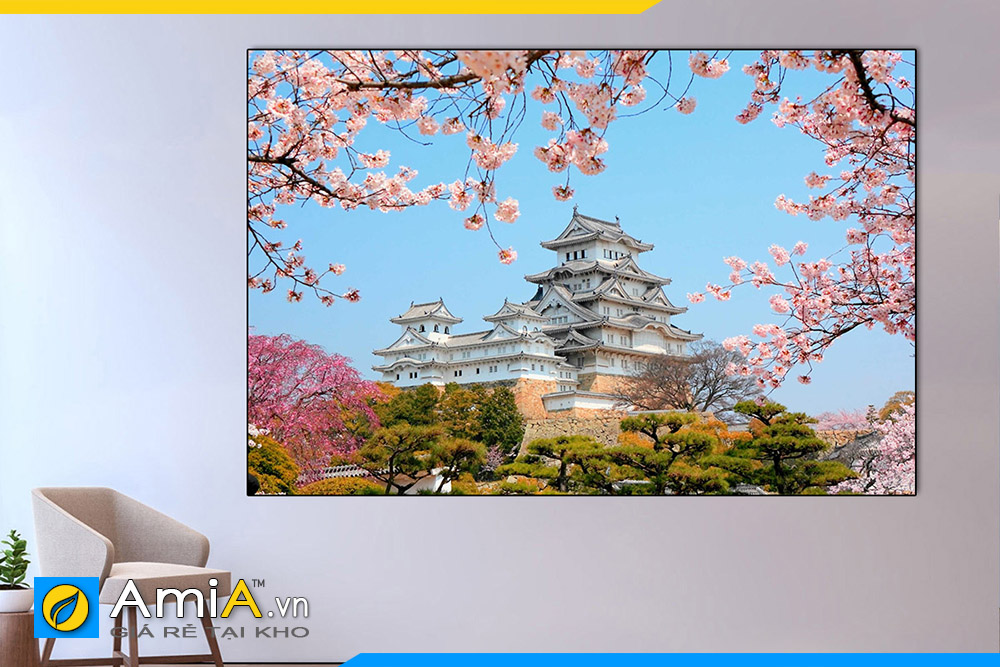Hình ảnh Tranh phong cảnh lâu đài Himeji cho quán ăn nhà hàng Nhật Bản