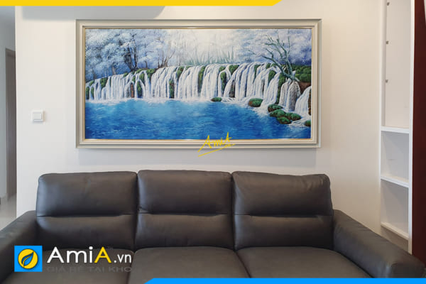 Hình ảnh Tranh phòng khách theo phong thủy thác nước tiền tài AmiA TSD TN01