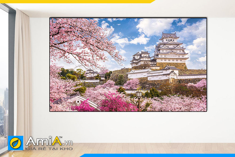 Hình ảnh Tranh treo tường Nhật Bản chủ đề lâu đài Himeji đẹp