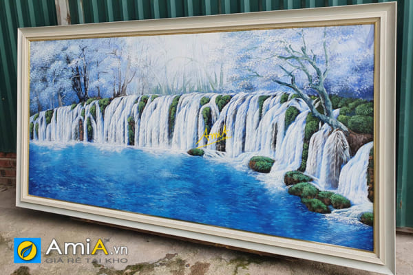 Hình ảnh Tranh treo tường phòng khách thác nước vẽ sơn dầu AmiA TSD TN01