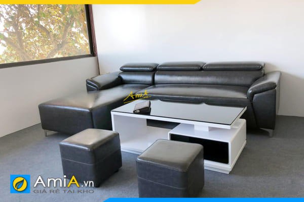 sofa góc da đơn giản hiện đại AmiA304