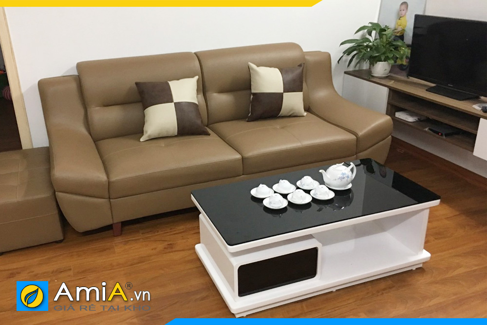 sofa văng da hiện đại phòng khách