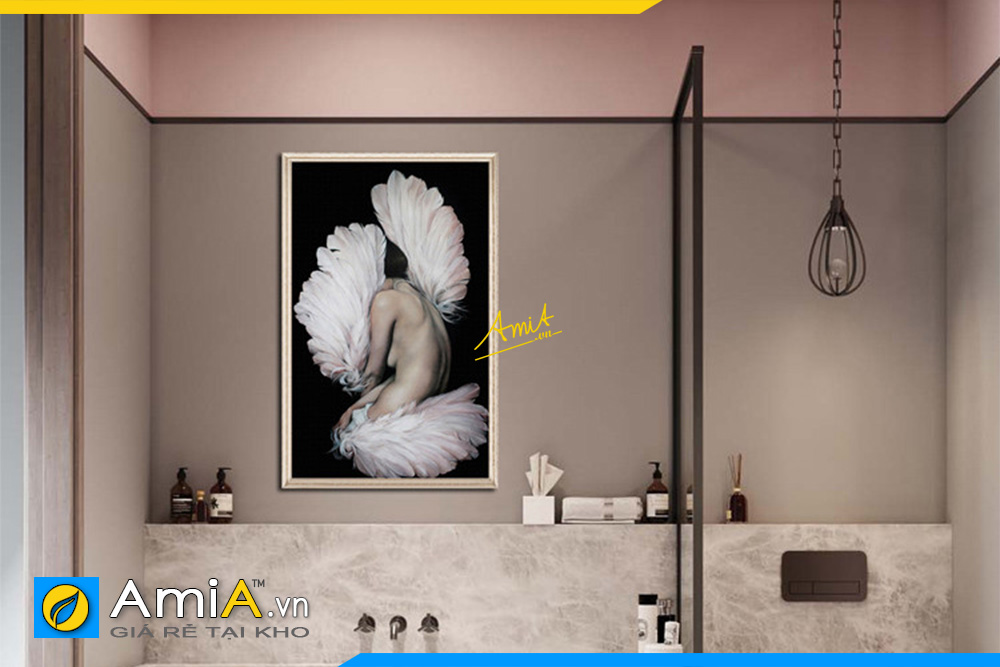 Hình ảnh Tranh cô gái tạo dáng nghệ thuật treo tường phòng tắm