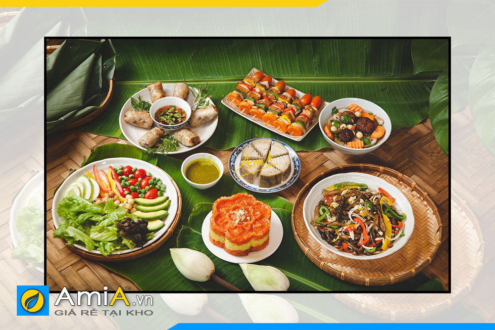 Hình ảnh Tranh trang trí nhà hàng quán ăn chay đẹp hình ảnh các món ăn